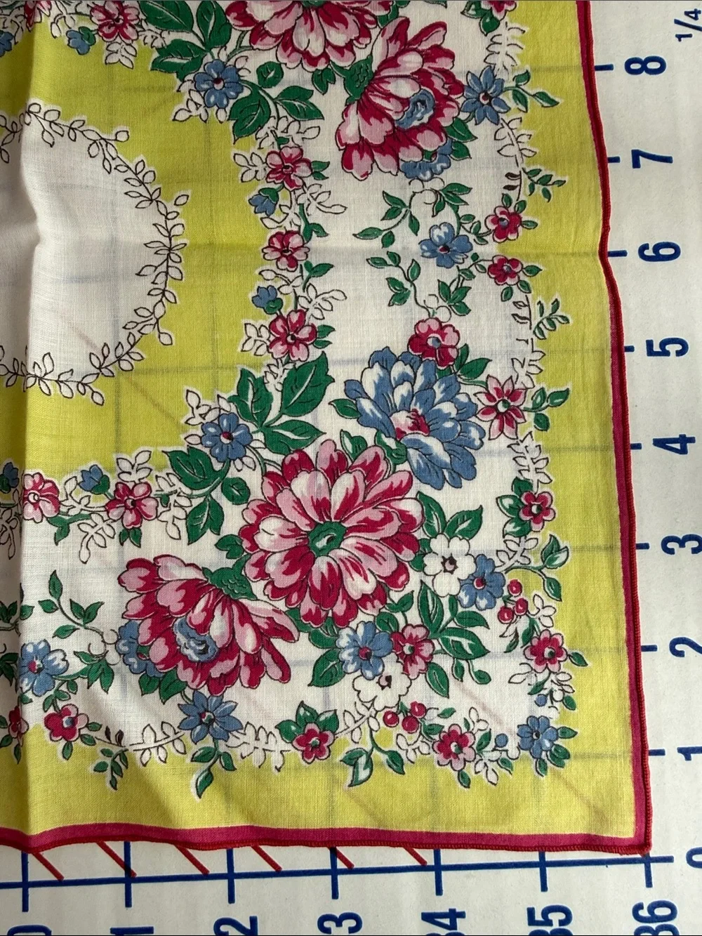Lot of 3 Vintage Floral Cotton Handkerchiefs Pink Roses Cottagecore